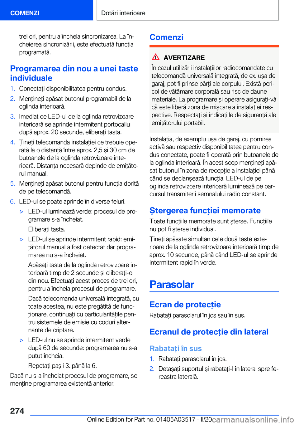 BMW X3 2020  Ghiduri De Utilizare (in Romanian) �t�r�e�i��o�r�i�,��p�e�n�t�r�u��a��