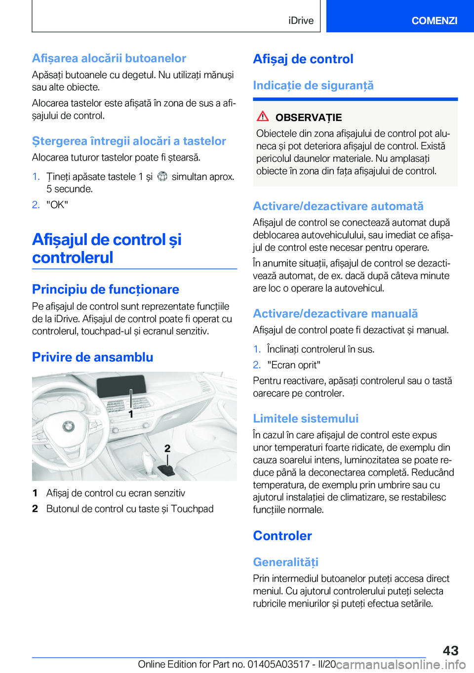 BMW X3 2020  Ghiduri De Utilizare (in Romanian) �A�f�i&�a�r�e�a��a�l�o�c�