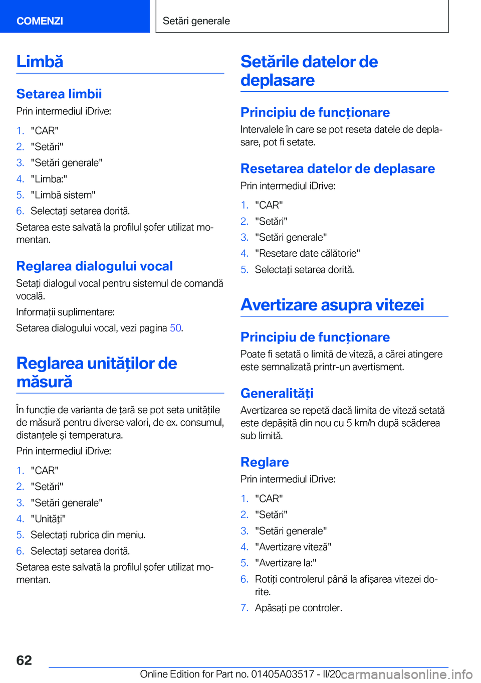 BMW X3 2020  Ghiduri De Utilizare (in Romanian) �L�i�m�b�