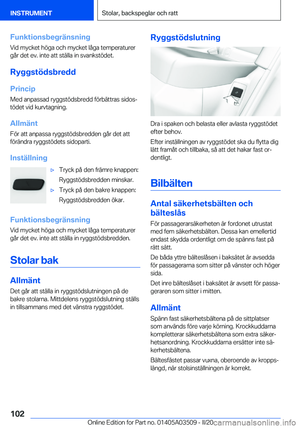 BMW X3 2020  InstruktionsbÖcker (in Swedish) �F�u�n�k�t�i�o�n�s�b�e�g�r�ä�n�s�n�i�n�g
�V�i�d��m�y�c�k�e�t��h�