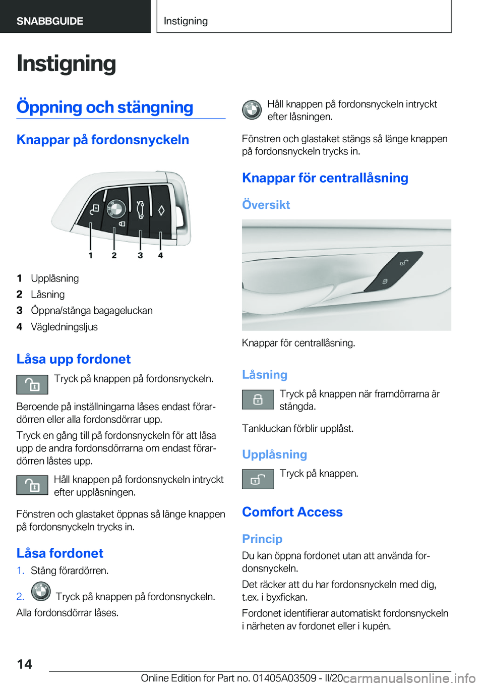 BMW X3 2020  InstruktionsbÖcker (in Swedish) �I�n�s�t�i�g�n�i�n�g�