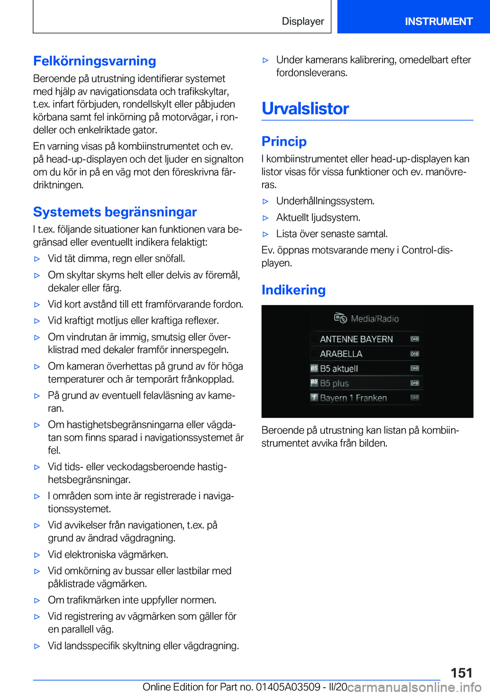 BMW X3 2020  InstruktionsbÖcker (in Swedish) �F�e�l�k�