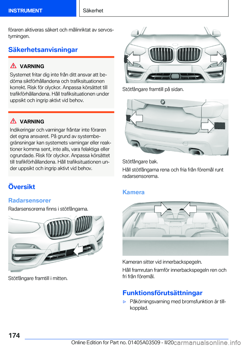 BMW X3 2020  InstruktionsbÖcker (in Swedish) �f�
