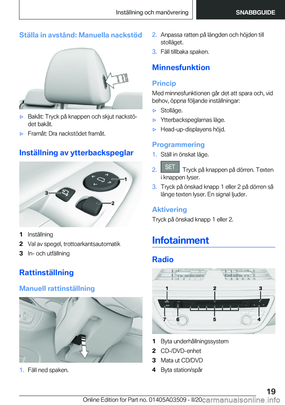 BMW X3 2020  InstruktionsbÖcker (in Swedish) �S�t�ä�l�l�a��i�n��a�v�s�t�å�n�d�:��M�a�n�u�e�l�l�a��n�a�c�k�s�t�
