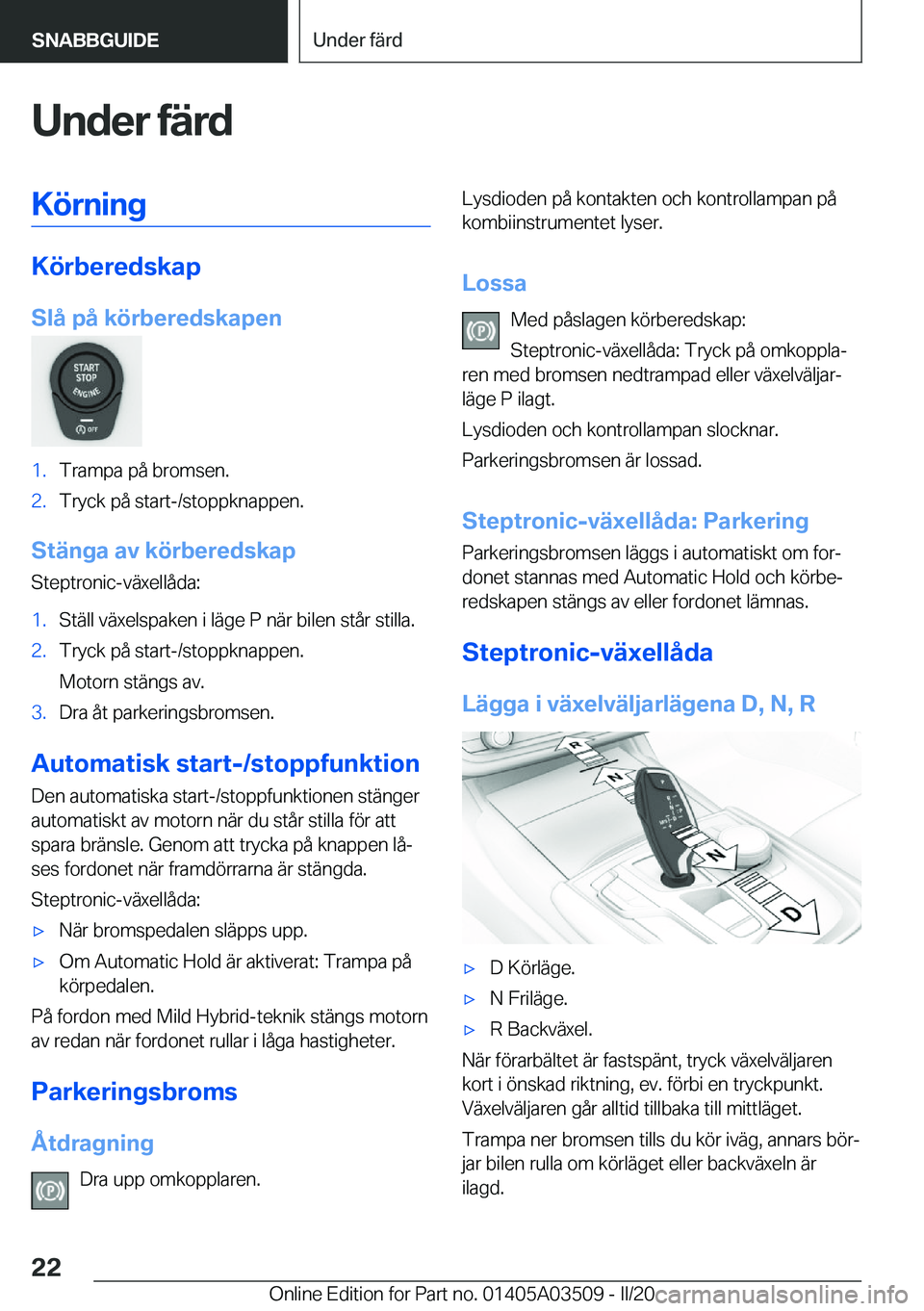 BMW X3 2020  InstruktionsbÖcker (in Swedish) �U�n�d�e�r��f�ä�r�d�K�