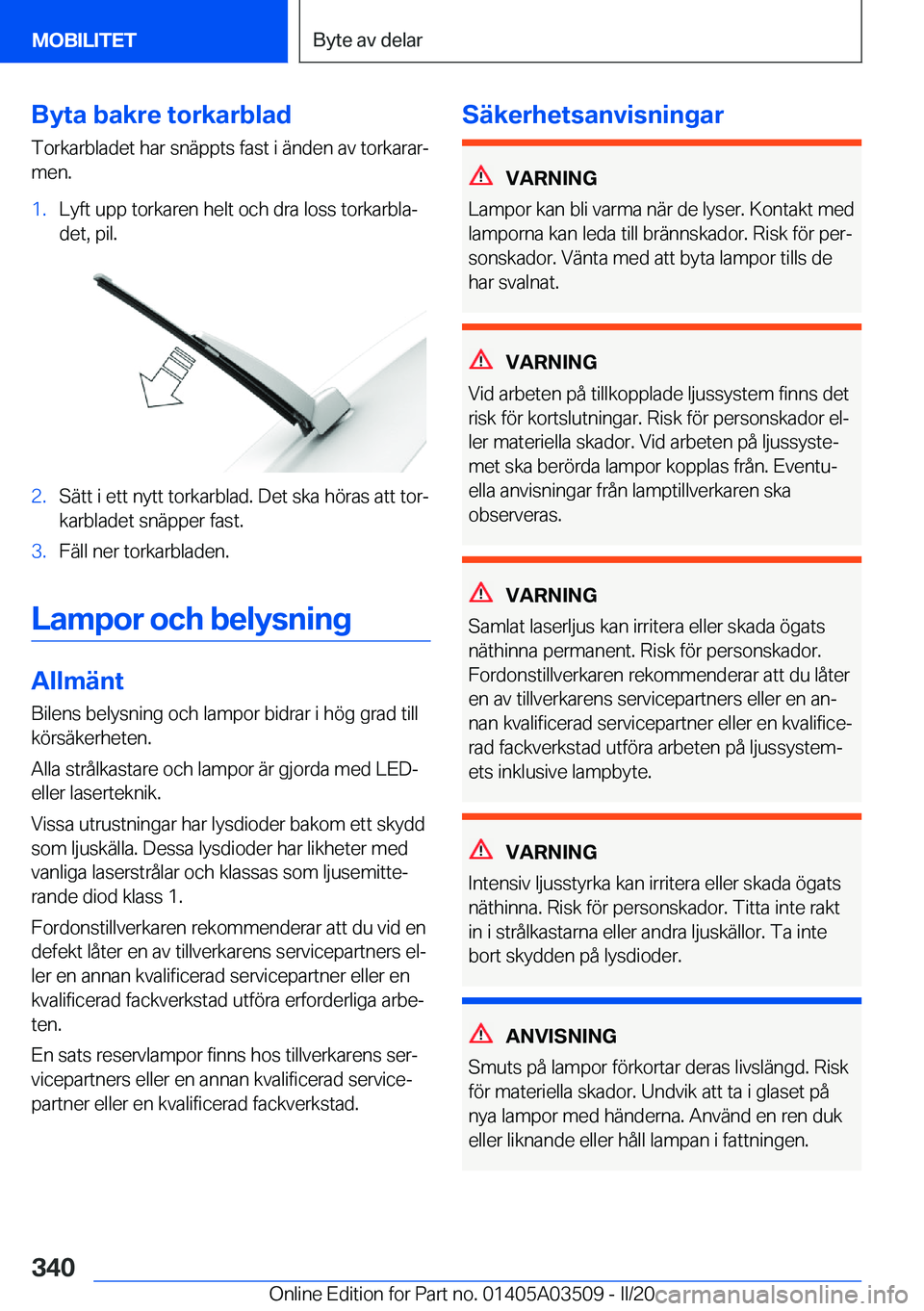 BMW X3 2020  InstruktionsbÖcker (in Swedish) �B�y�t�a��b�a�k�r�e��t�o�r�k�a�r�b�l�a�d�T�o�r�k�a�r�b�l�a�d�e�t��h�a�r��s�n�ä�p�p�t�s��f�a�s�t��i��ä�n�d�e�n��a�v��t�o�r�k�a�r�a�rj
�m�e�n�.�1�.�L�y�f�t��u�p�p��t�o�r�k�a�r�e�n��h�e�l�