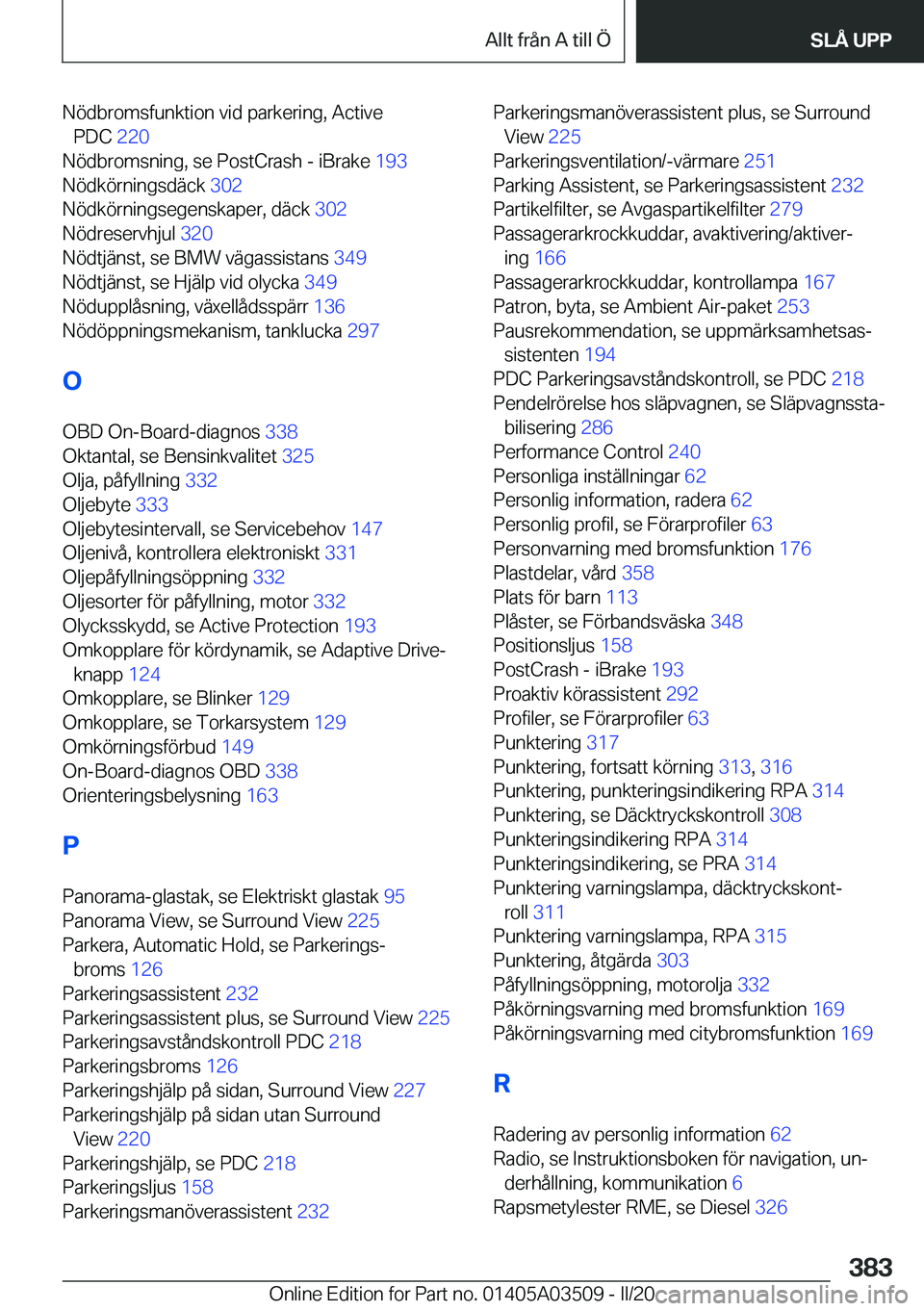BMW X3 2020  InstruktionsbÖcker (in Swedish) �N�