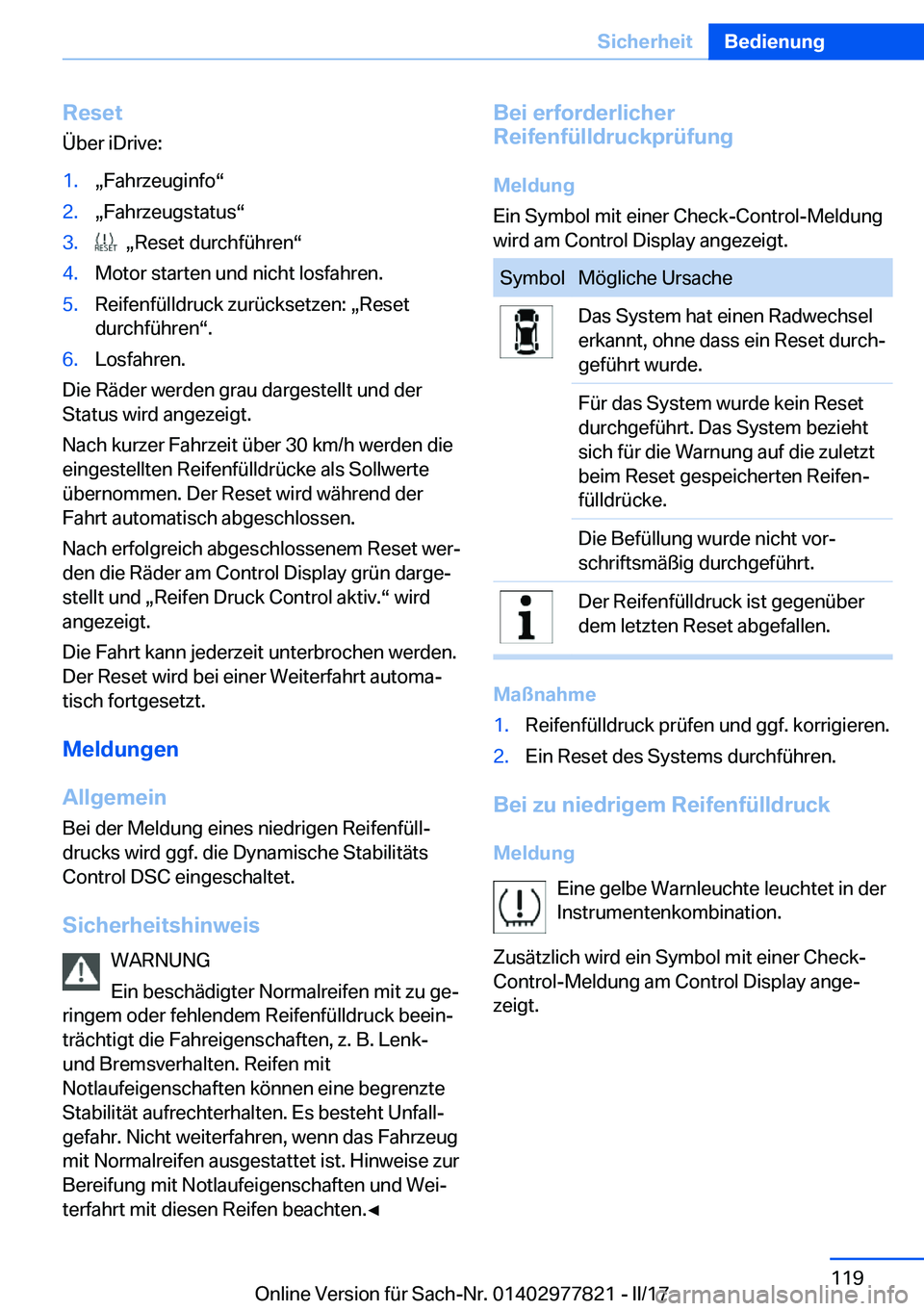 BMW X3 2017  Betriebsanleitungen (in German) �R�e�s�e�t�