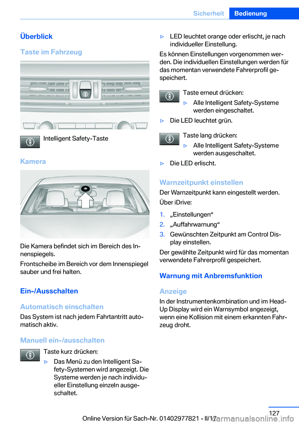 BMW X3 2017  Betriebsanleitungen (in German) �