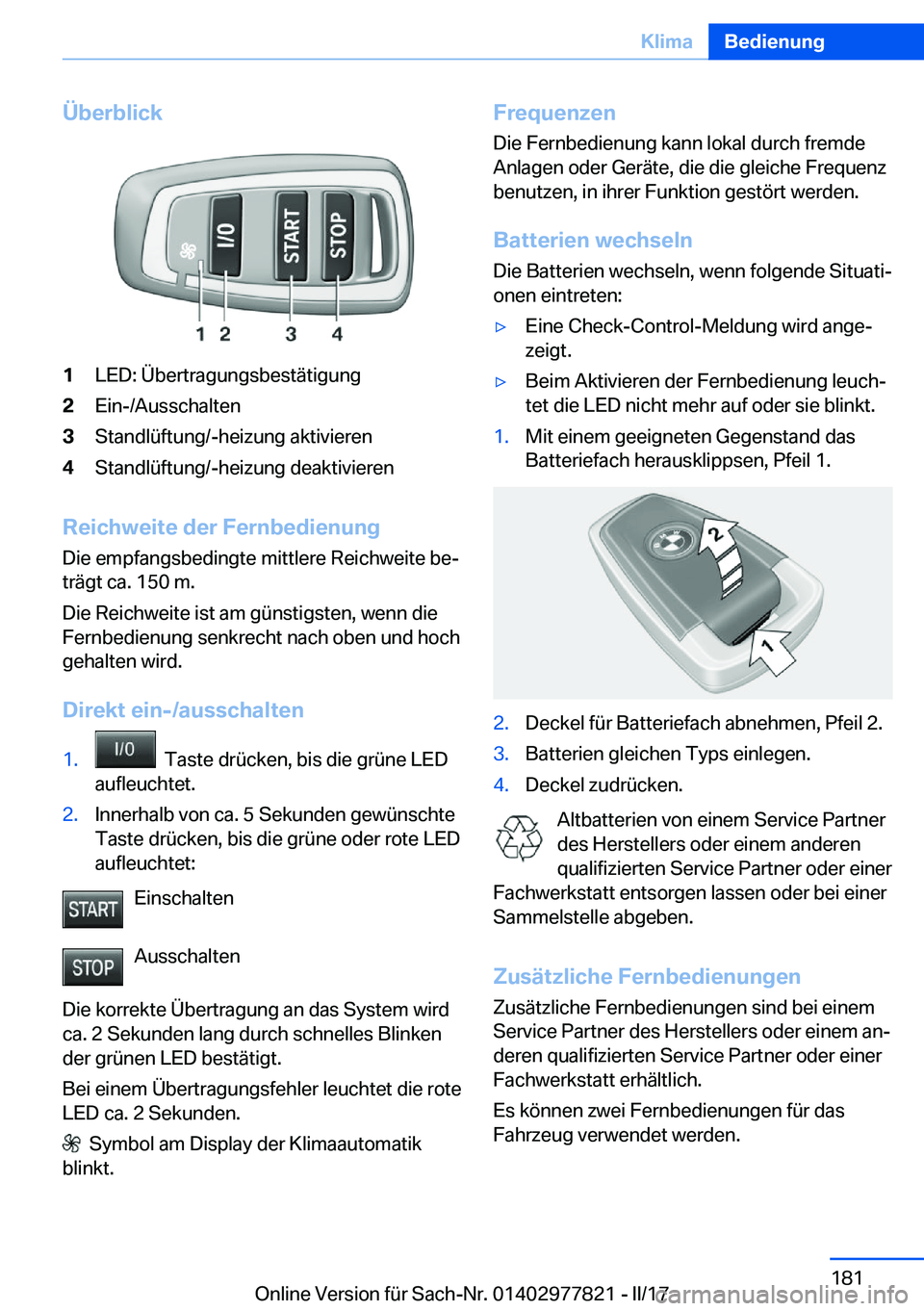 BMW X3 2017  Betriebsanleitungen (in German) �