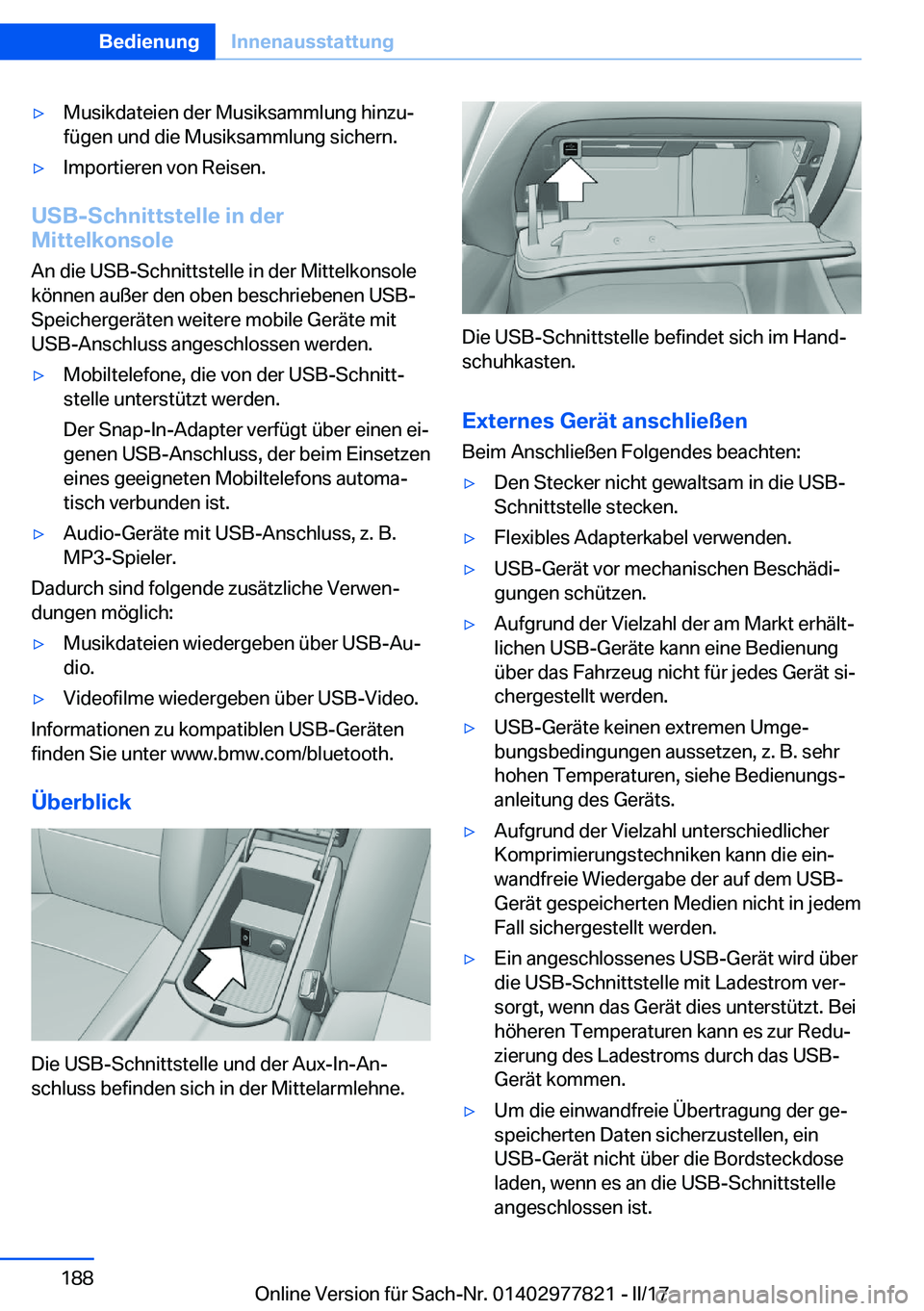 BMW X3 2017  Betriebsanleitungen (in German) 'y�M�u�s�i�k�d�a�t�e�i�e�n� �d�e�r� �M�u�s�i�k�s�a�m�m�l�u�n�g� �h�i�n�z�uj
�f�ü�g�e�n� �u�n�d� �d�i�e� �M�u�s�i�k�s�a�m�m�l�u�n�g� �s�i�c�h�e�r�n�.'y�I�m�p�o�r�t�i�e�r�e�n� �v�o�n� �R�e�i�s