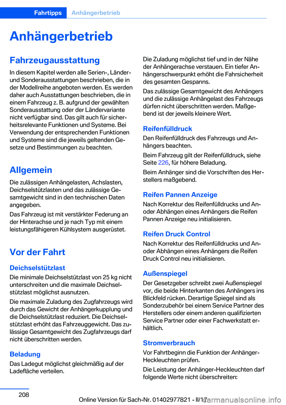 BMW X3 2017  Betriebsanleitungen (in German) �A�n�h�