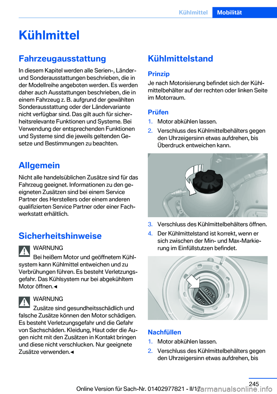 BMW X3 2017  Betriebsanleitungen (in German) �K�