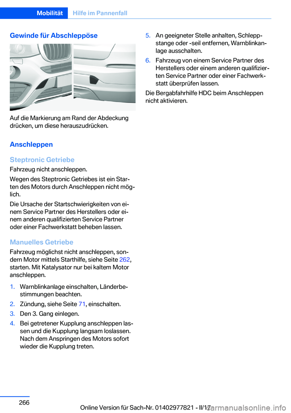 BMW X3 2017  Betriebsanleitungen (in German) �G�e�w�i�n�d�e��f�