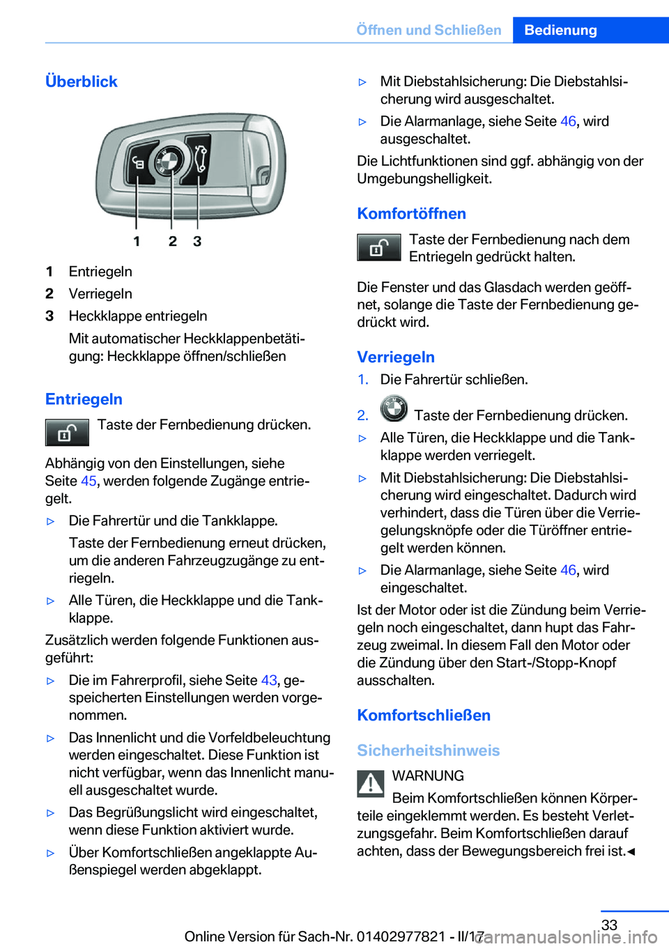 BMW X3 2017  Betriebsanleitungen (in German) �