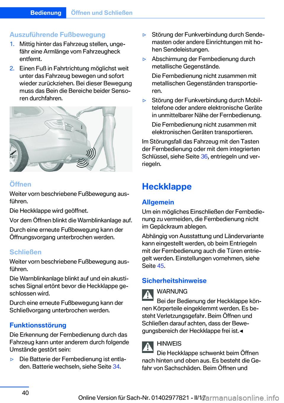 BMW X3 2017  Betriebsanleitungen (in German) �A�u�s�z�u�f�