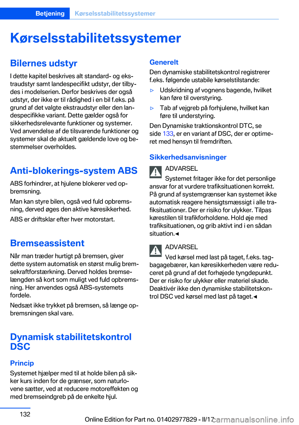 BMW X3 2017  InstruktionsbØger (in Danish) �K�
