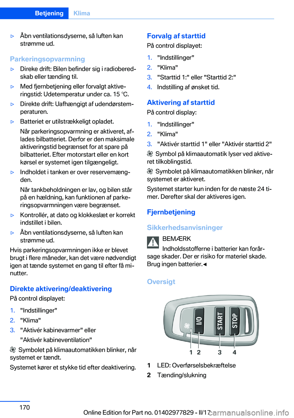 BMW X3 2017  InstruktionsbØger (in Danish) 'y�Å�b�n� �v�e�n�t�i�l�a�t�i�o�n�s�d�y�s�e�r�n�e�,� �s�å� �l�u�f�t�e�n� �k�a�n
�s�t�r�