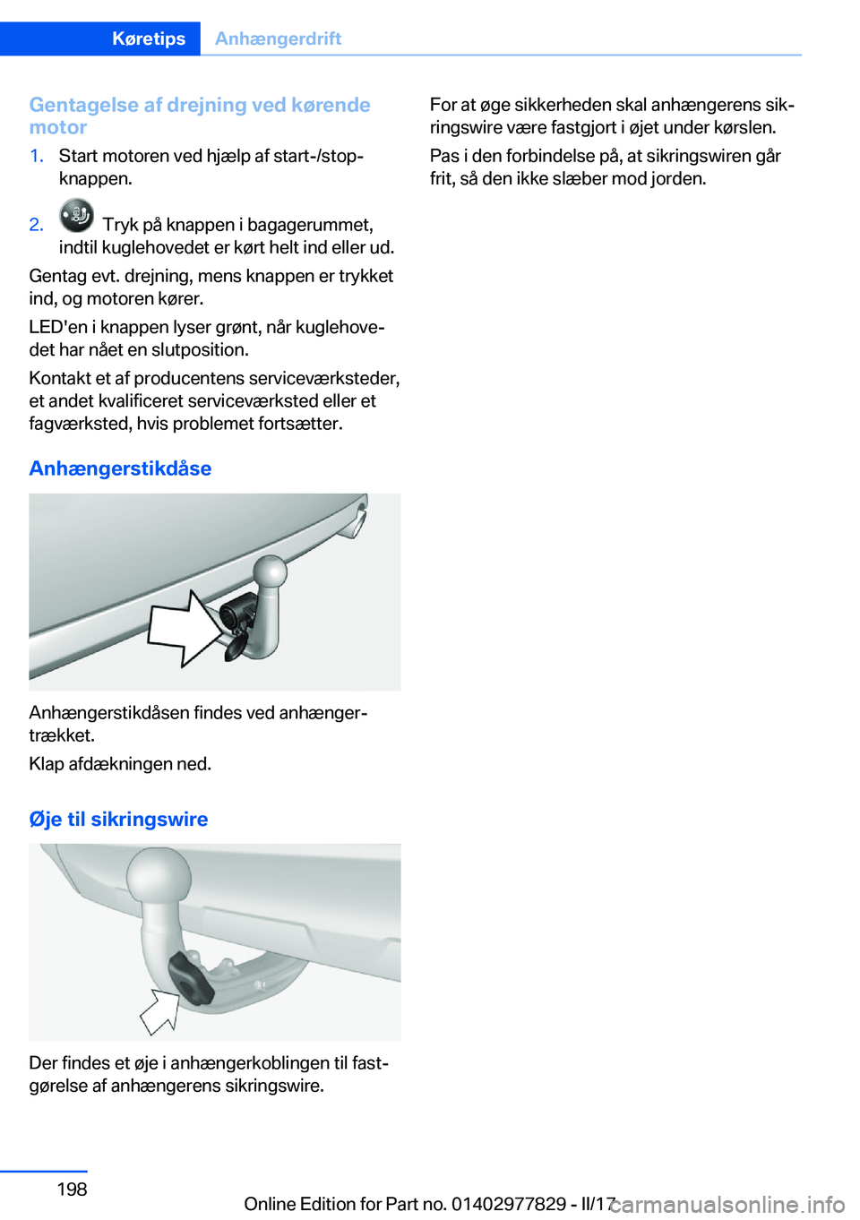 BMW X3 2017  InstruktionsbØger (in Danish) �G�e�n�t�a�g�e�l�s�e��a�f��d�r�e�j�n�i�n�g��v�e�d��k�