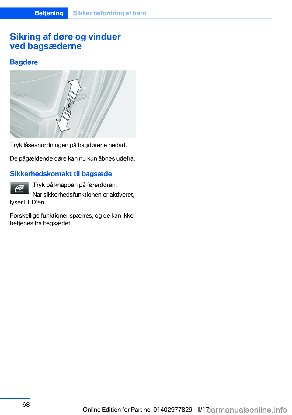 BMW X3 2017  InstruktionsbØger (in Danish) �S�i�k�r�i�n�g��a�f��d�