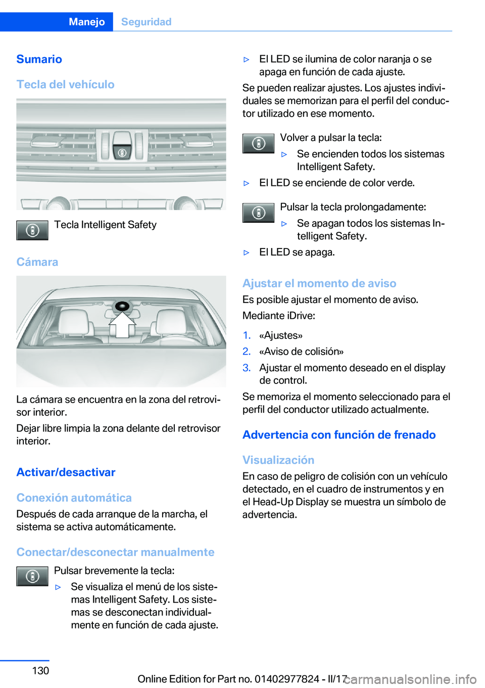 BMW X3 2017  Manuales de Empleo (in Spanish) �S�u�m�a�r�i�o
�T�e�c�l�a��d�e�l��v�e�h�