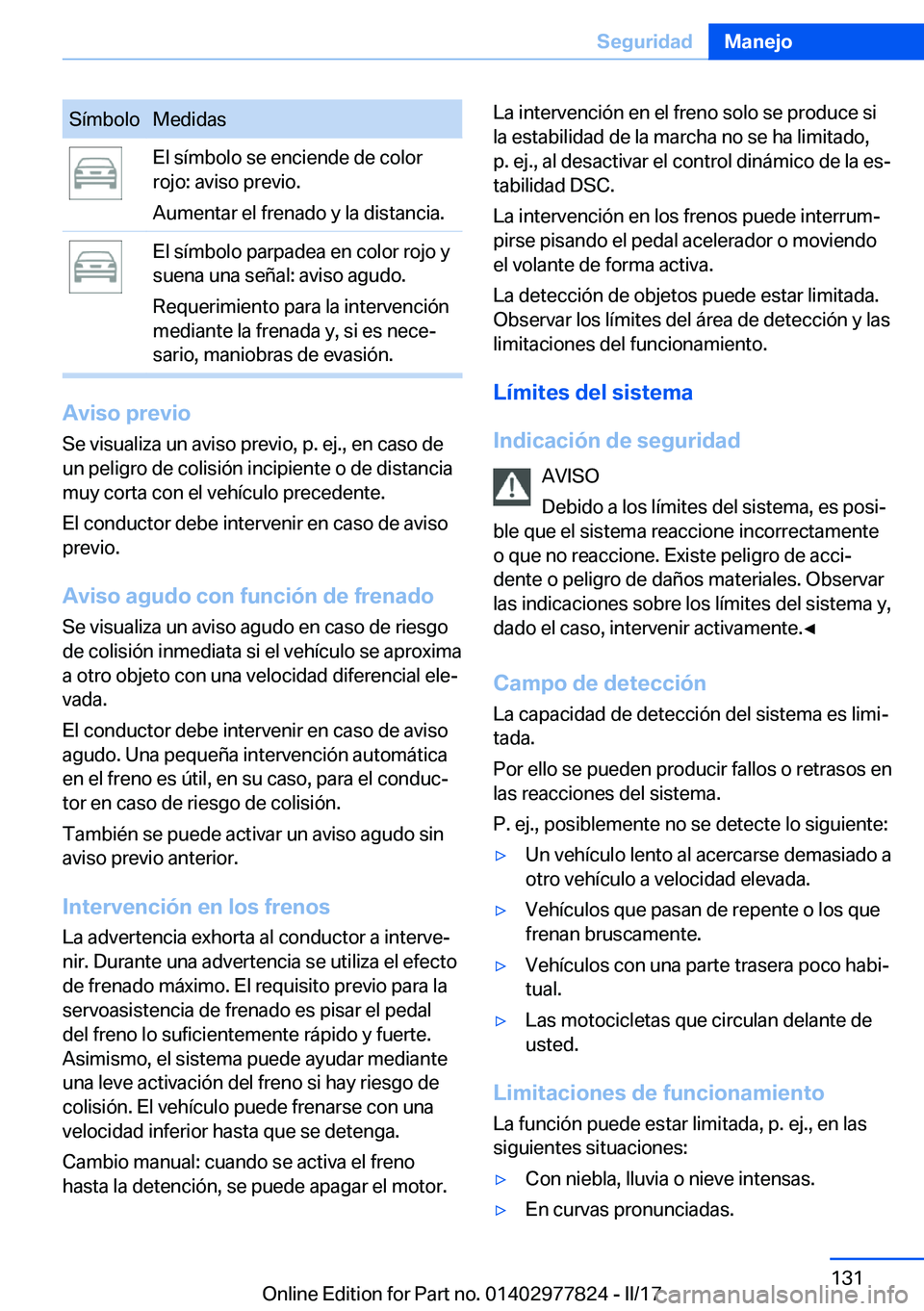 BMW X3 2017  Manuales de Empleo (in Spanish) �S�