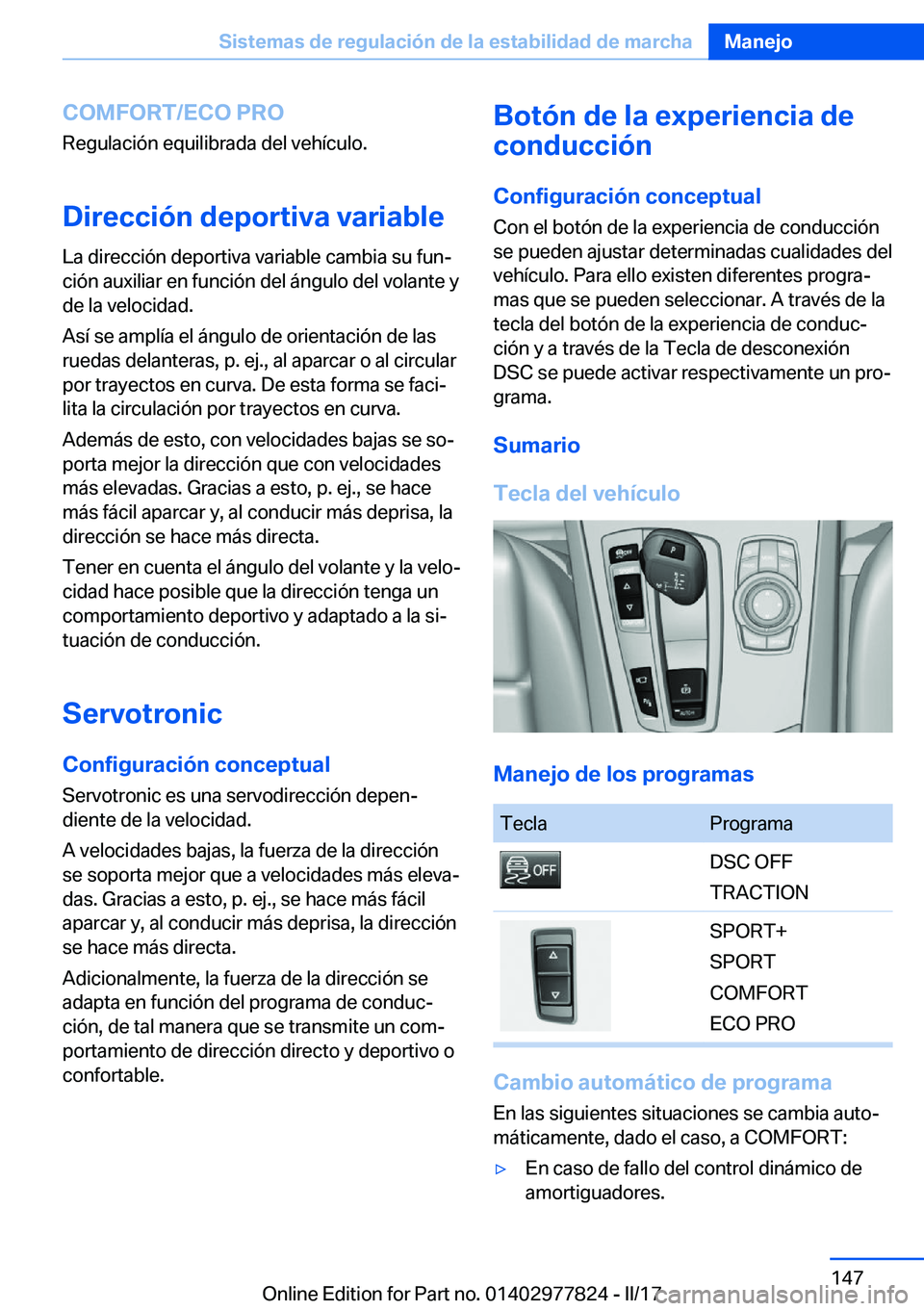 BMW X3 2017  Manuales de Empleo (in Spanish) �C�O�M�F�O�R�T�/�E�C�O��P�R�O�R�e�g�u�l�a�c�i�
