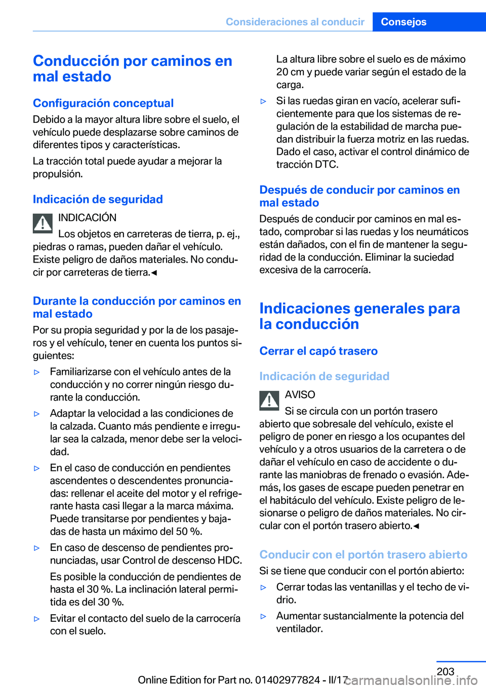 BMW X3 2017  Manuales de Empleo (in Spanish) �C�o�n�d�u�c�c�i�
