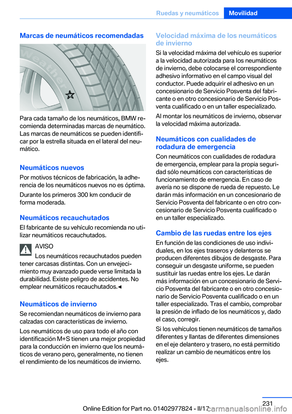 BMW X3 2017  Manuales de Empleo (in Spanish) �M�a�r�c�a�s��d�e��n�e�u�m�