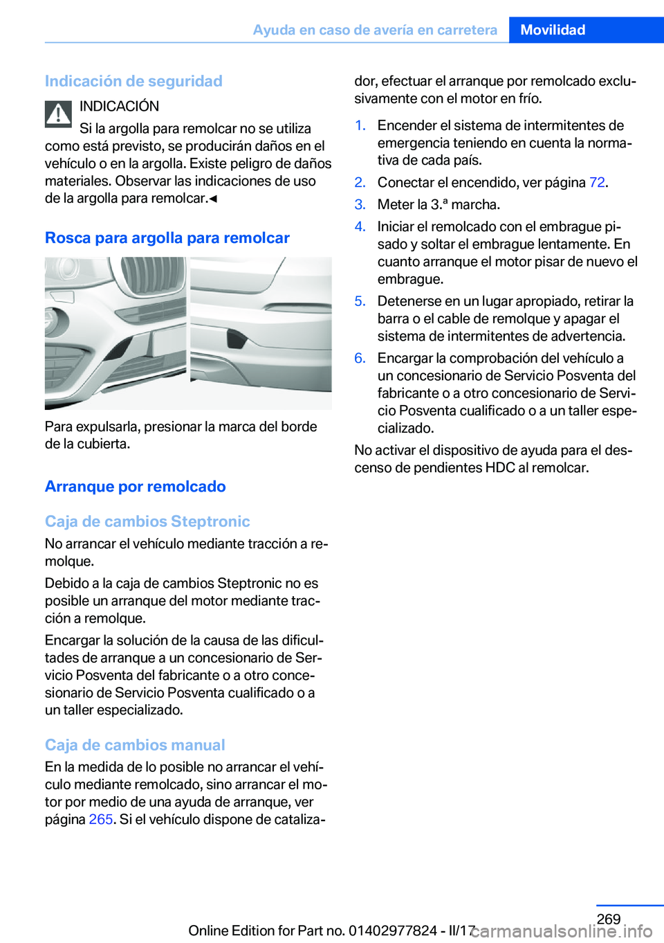 BMW X3 2017  Manuales de Empleo (in Spanish) �I�n�d�i�c�a�c�i�