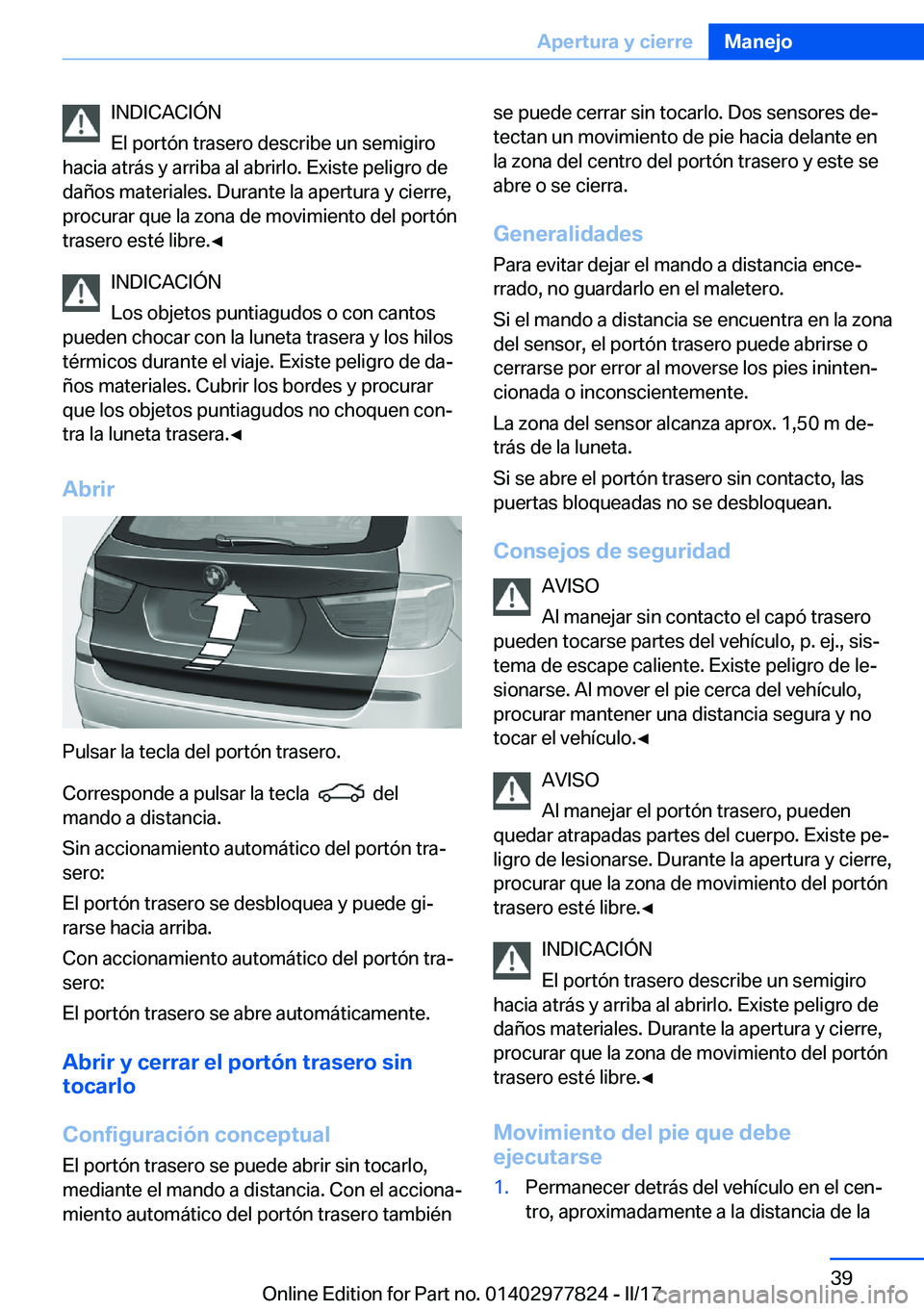 BMW X3 2017  Manuales de Empleo (in Spanish) �I�N�D�I�C�A�C�I�