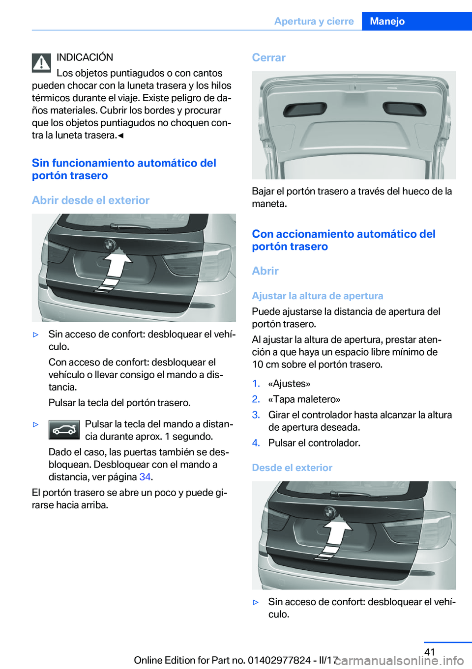 BMW X3 2017  Manuales de Empleo (in Spanish) �I�N�D�I�C�A�C�I�