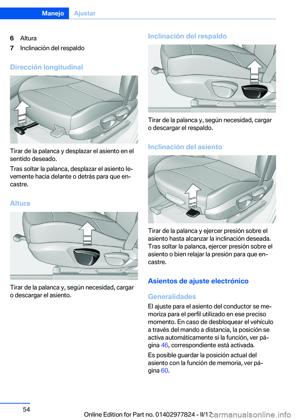 BMW X3 2017  Manuales de Empleo (in Spanish) �6�A�l�t�u�r�a�7�I�n�c�l�i�n�a�c�i�