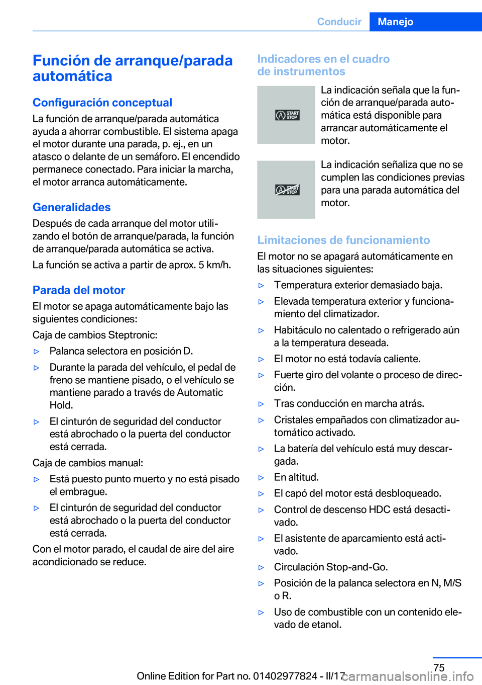 BMW X3 2017  Manuales de Empleo (in Spanish) �F�u�n�c�i�
