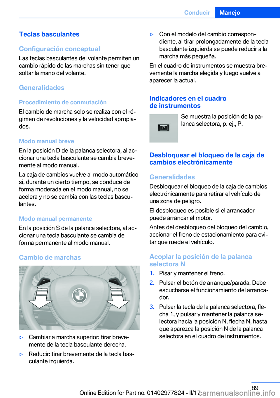 BMW X3 2017  Manuales de Empleo (in Spanish) �T�e�c�l�a�s��b�a�s�c�u�l�a�n�t�e�s
�C�o�n�f�i�g�u�r�a�c�i�
