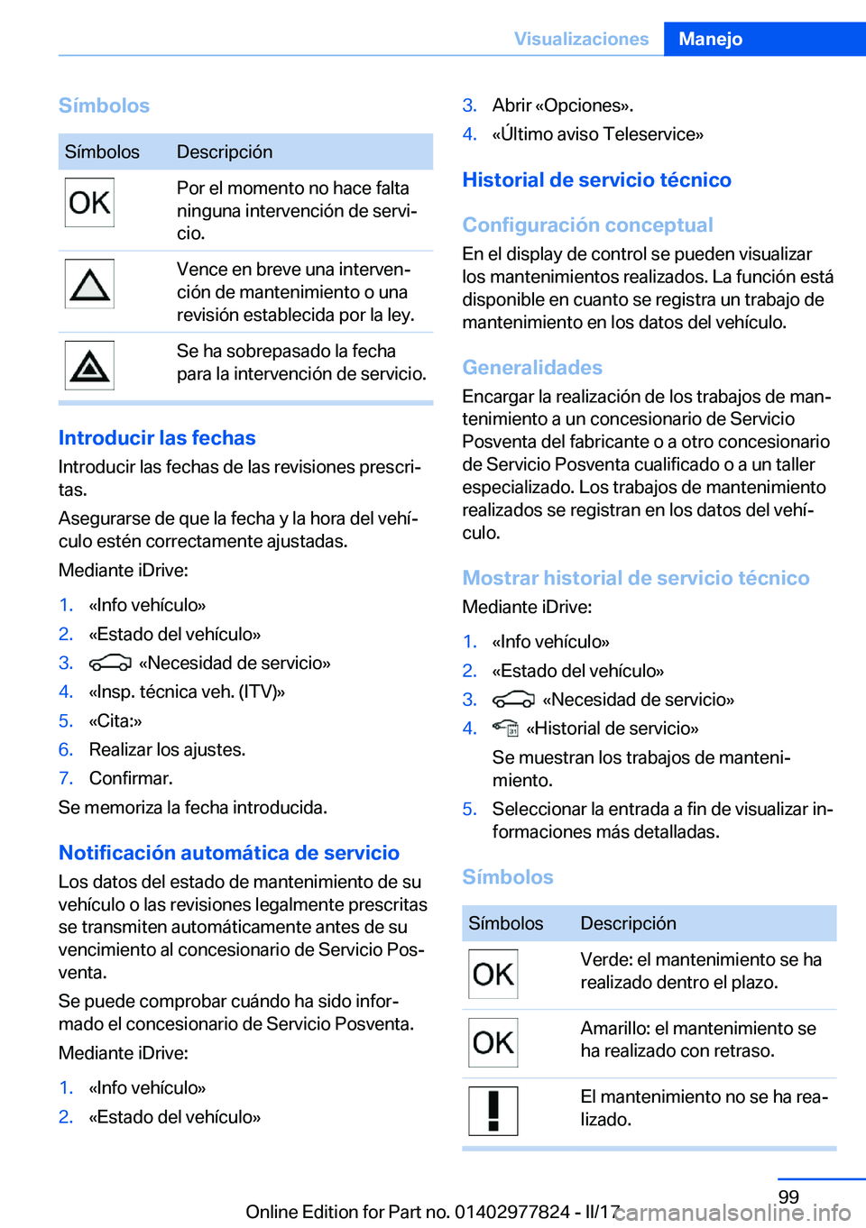 BMW X3 2017  Manuales de Empleo (in Spanish) �S�