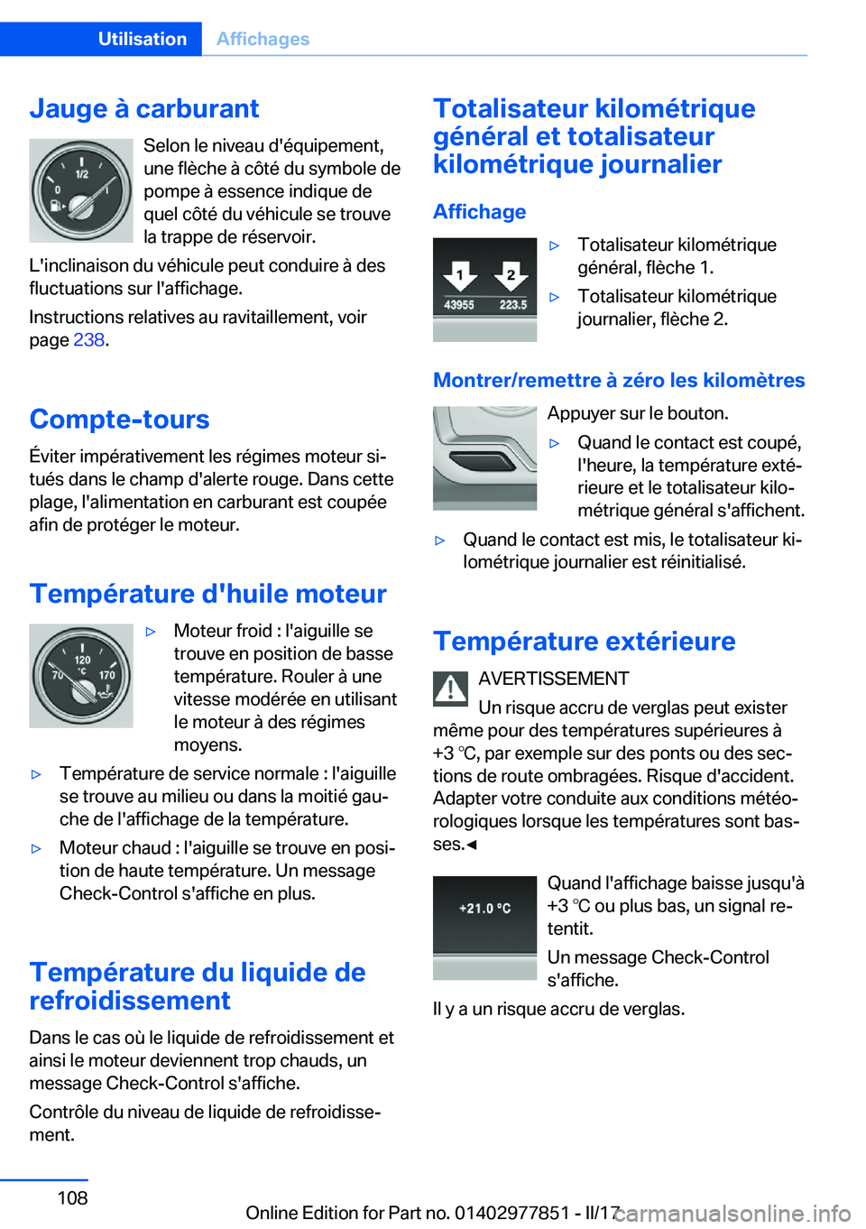 BMW X3 2017  Notices Demploi (in French) �J�a�u�g�e��
