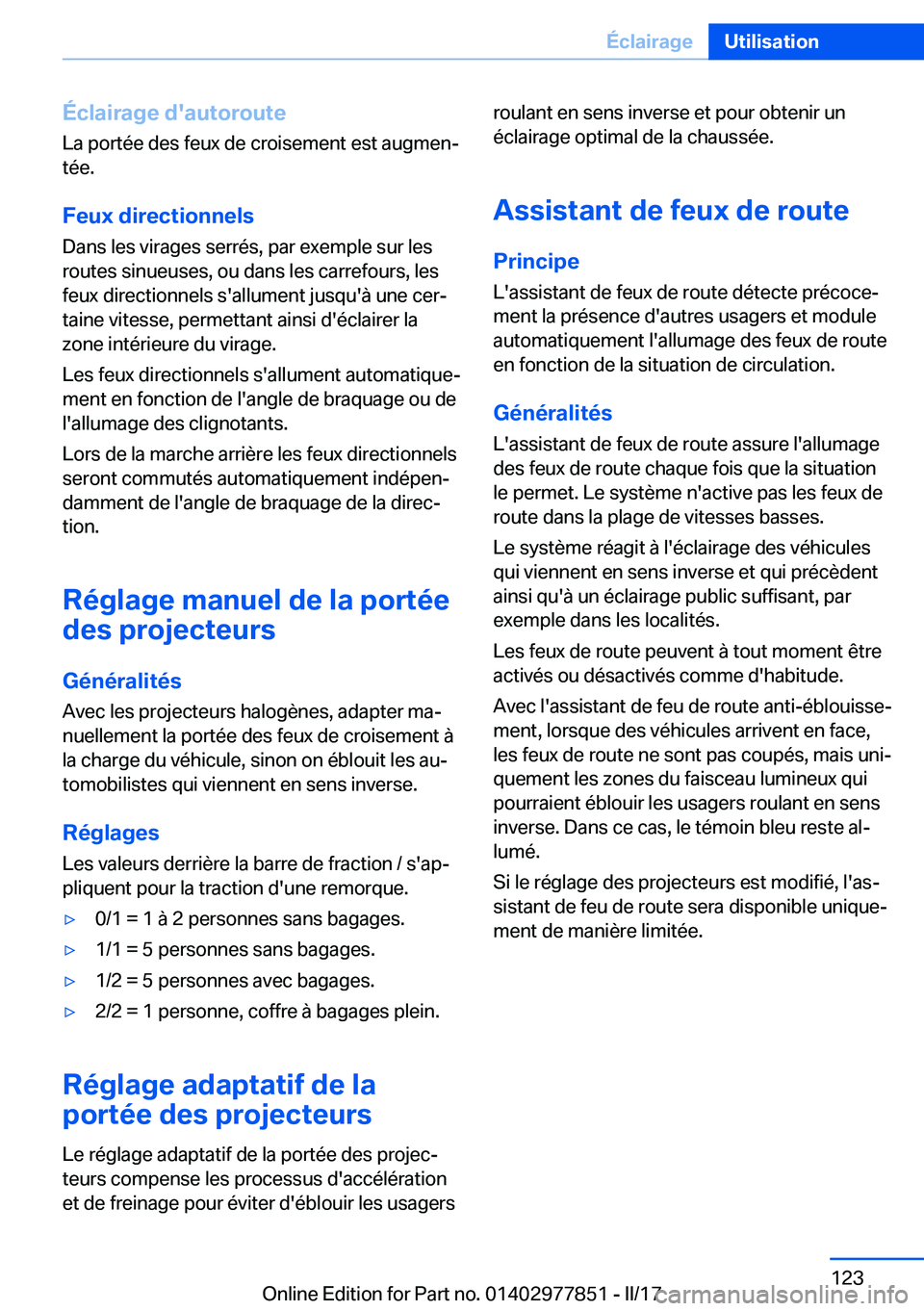 BMW X3 2017  Notices Demploi (in French) �