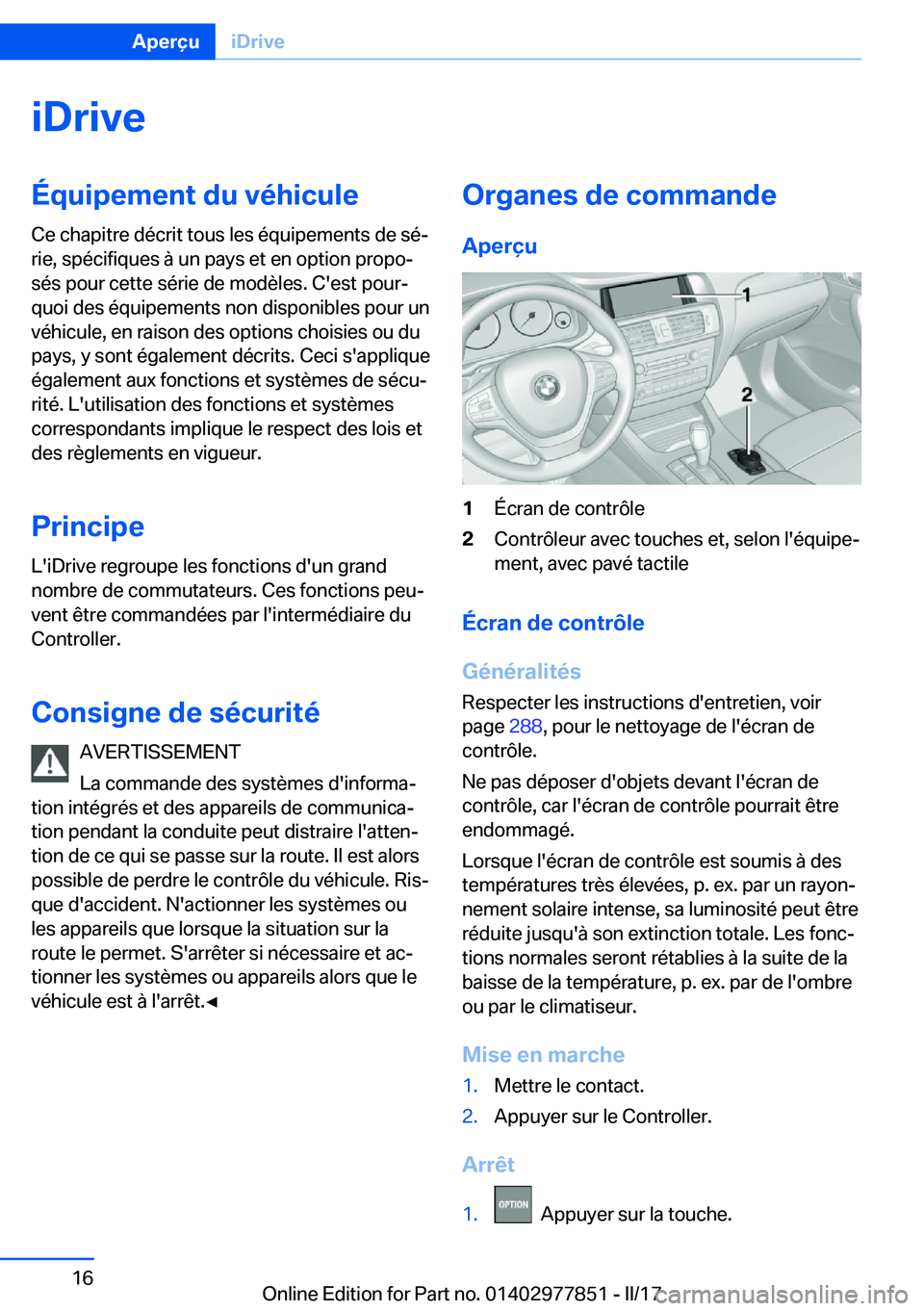 BMW X3 2017  Notices Demploi (in French) �i�D�r�i�v�e�