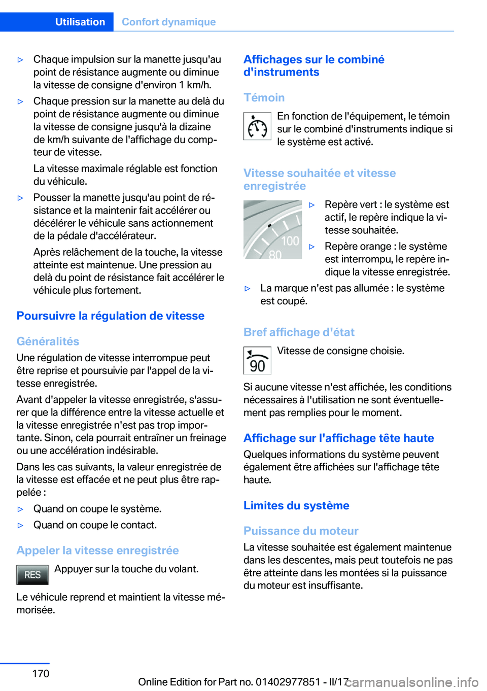 BMW X3 2017  Notices Demploi (in French) 'y�C�h�a�q�u�e� �i�m�p�u�l�s�i�o�n� �s�u�r� �l�a� �m�a�n�e�t�t�e� �j�u�s�q�u�'�a�u�p�o�i�n�t� �d�e� �r�é�s�i�s�t�a�n�c�e� �a�u�g�m�e�n�t�e� �o�u� �d�i�m�i�n�u�e�l�a� �v�i�t�e�s�s�e� �d�e� �c�