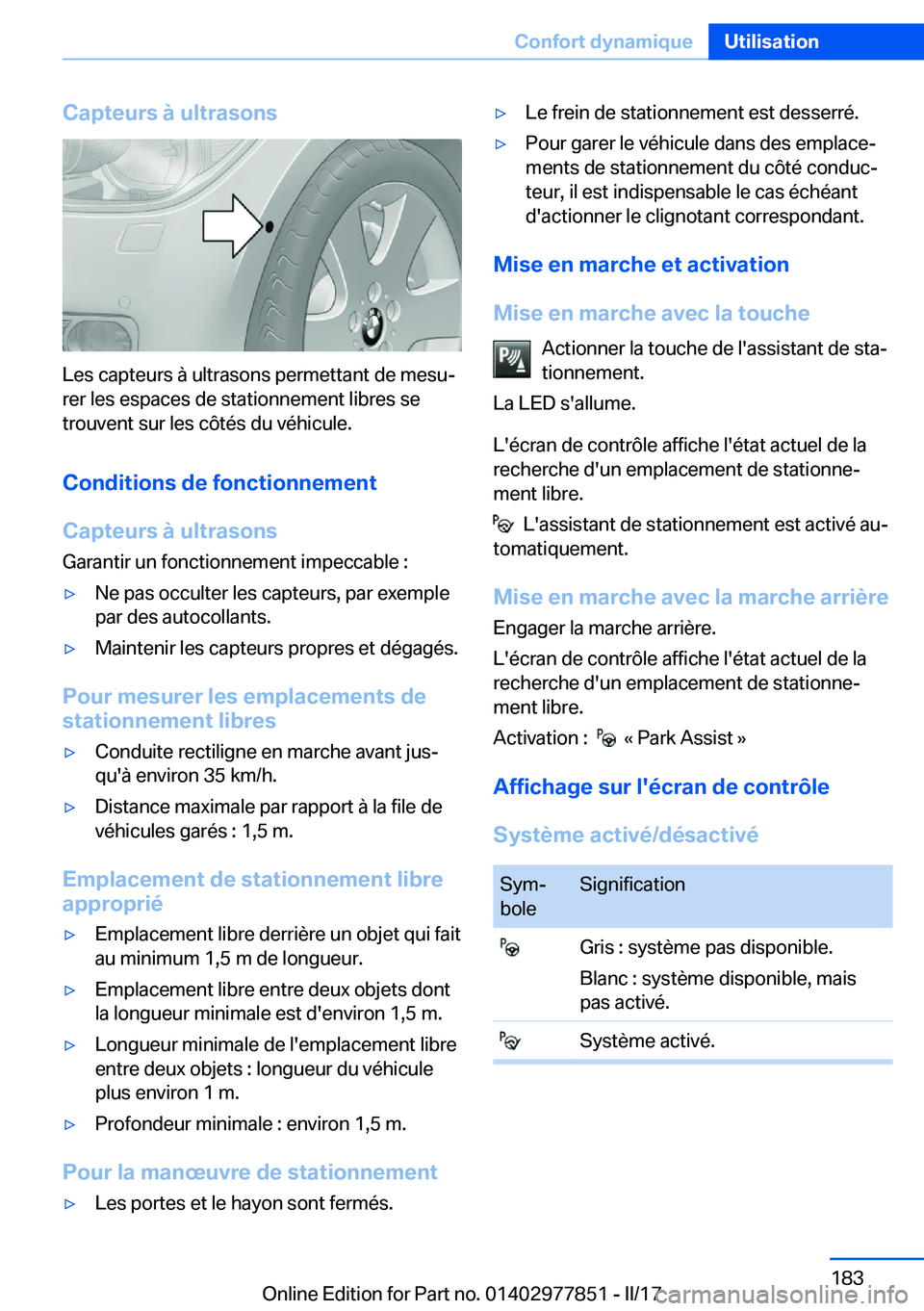 BMW X3 2017  Notices Demploi (in French) �C�a�p�t�e�u�r�s��