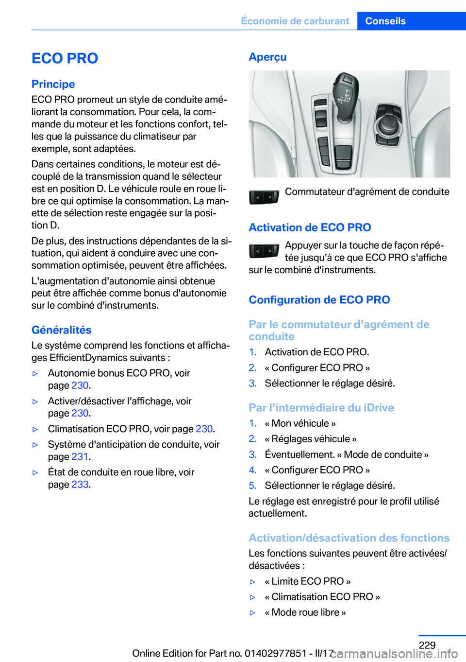 BMW X3 2017  Notices Demploi (in French) �E�C�O��P�R�O
�P�r�i�n�c�i�p�e �E�C�O� �P�R�O� �p�r�o�m�e�u�t� �u�n� �s�t�y�l�e� �d�e� �c�o�n�d�u�i�t�e� �a�m�éj
�l�i�o�r�a�n�t� �l�a� �c�o�n�s�o�m�m�a�t�i�o�n�.� �P�o�u�r� �c�e�l�a�,� �l�a� �c�o�m