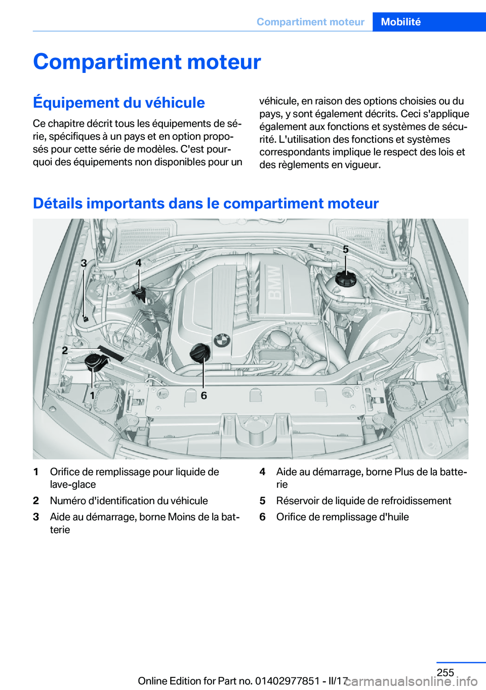 BMW X3 2017  Notices Demploi (in French) �C�o�m�p�a�r�t�i�m�e�n�t��m�o�t�e�u�r�