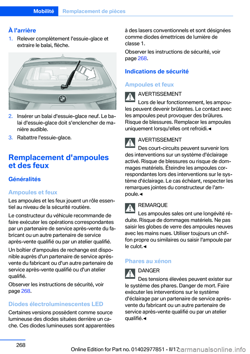 BMW X3 2017  Notices Demploi (in French) �