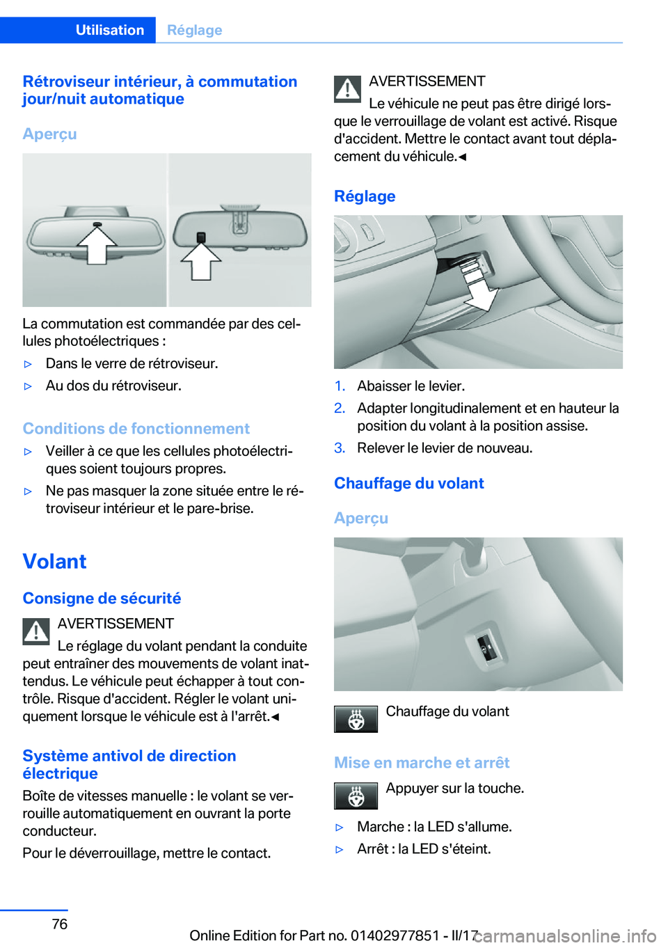 BMW X3 2017  Notices Demploi (in French) �R�é�t�r�o�v�i�s�e�u�r��i�n�t�é�r�i�e�u�r�,��