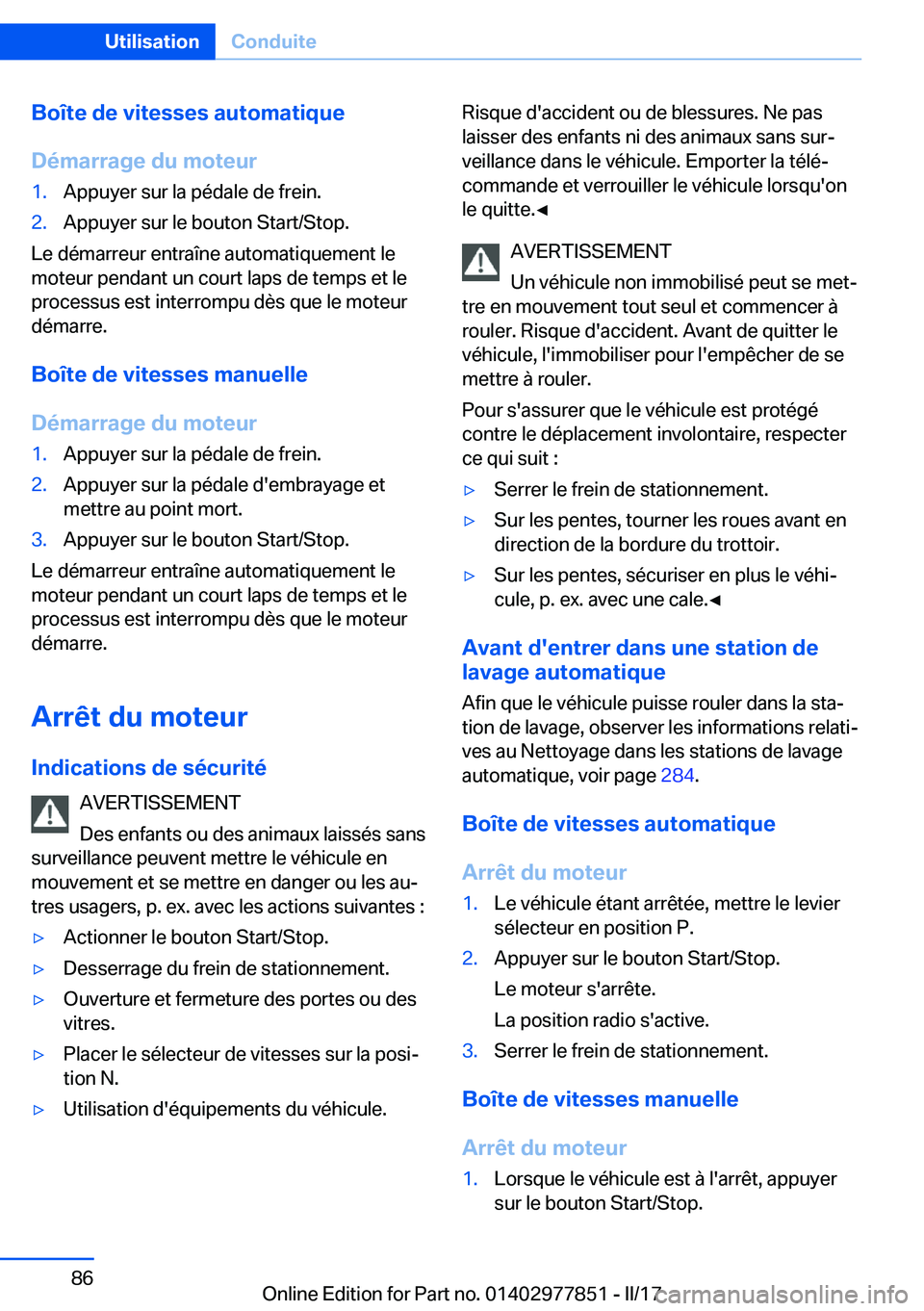 BMW X3 2017  Notices Demploi (in French) �B�o�