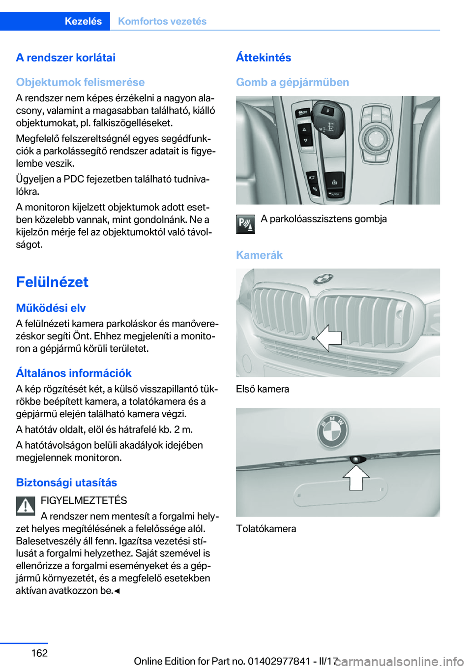 BMW X3 2017  Kezelési útmutató (in Hungarian) �A��r�e�n�d�s�z�e�r��k�o�r�l�