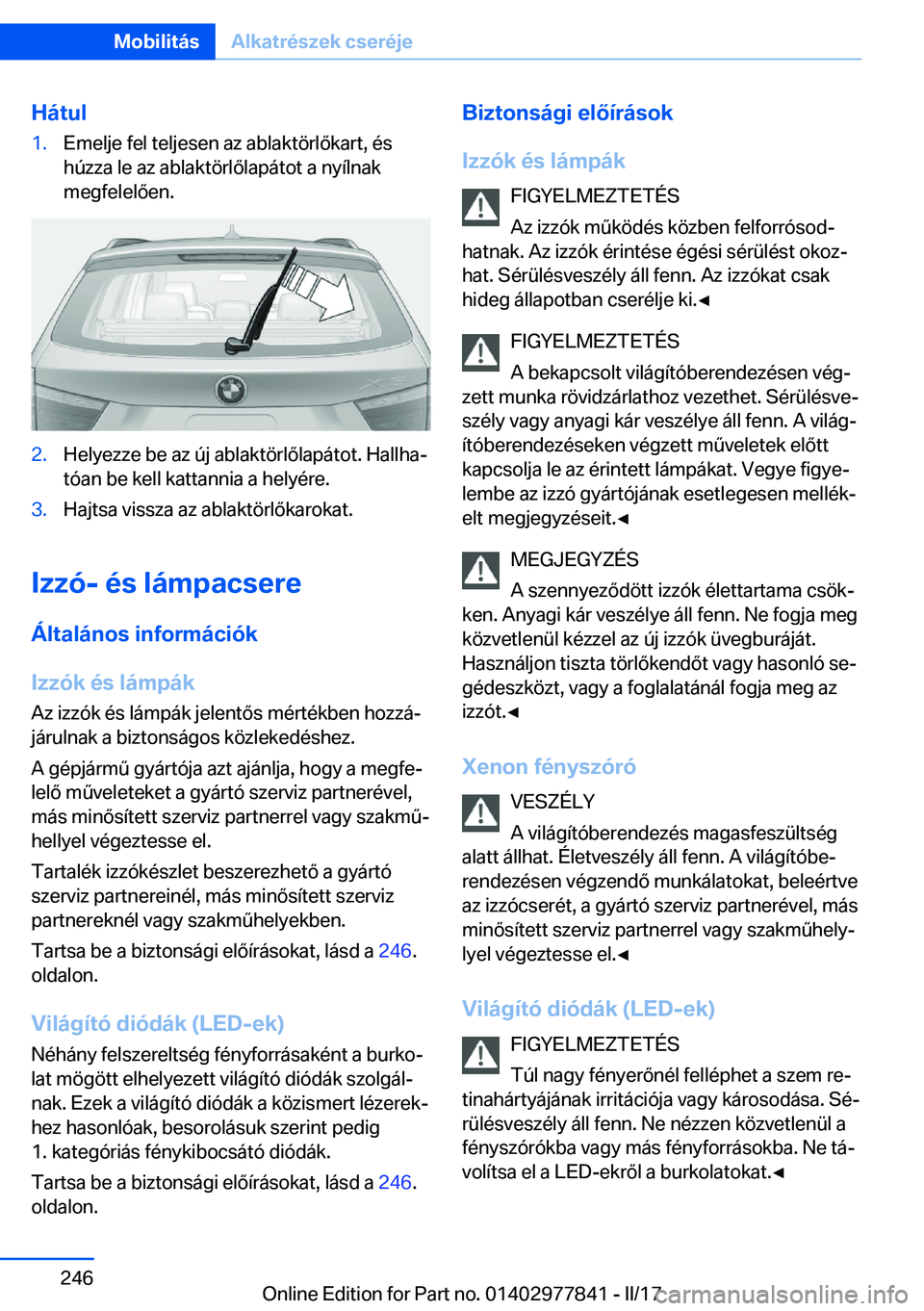 BMW X3 2017  Kezelési útmutató (in Hungarian) �H�