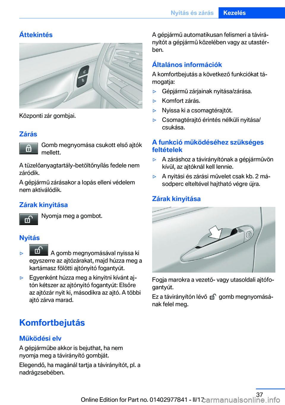 BMW X3 2017  Kezelési útmutató (in Hungarian) �
