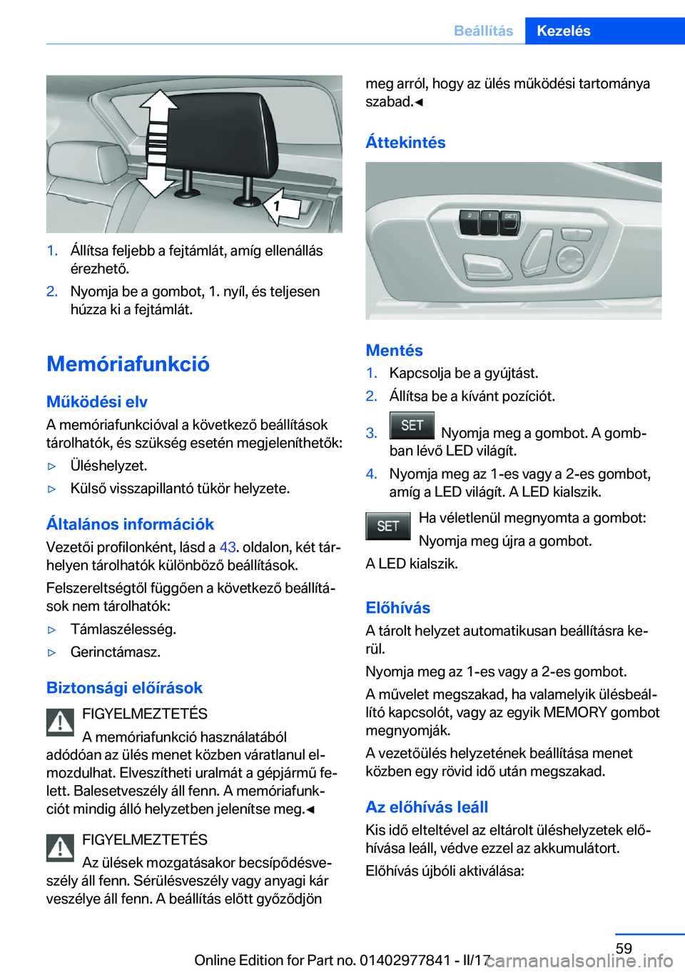 BMW X3 2017  Kezelési útmutató (in Hungarian) �1�.�